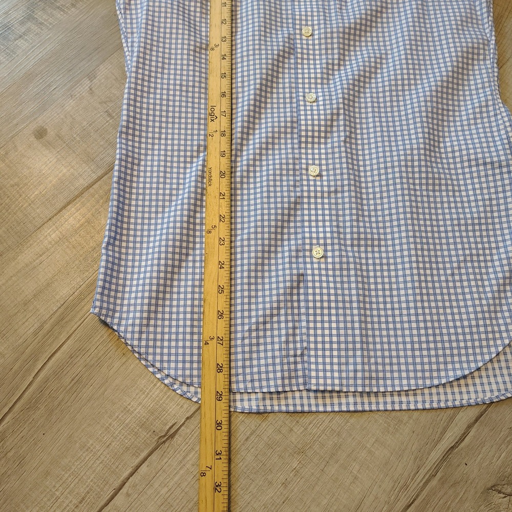 Bonobos Tailored Slim Fit Dress Shirt Blue White Check Premium Swiss Fabric 15 - Picture 7 of 7